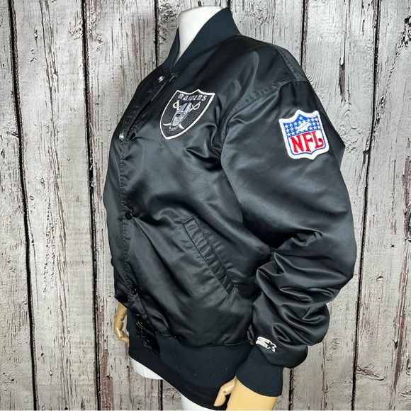 Vintage NFL Pro Line by Starter Los Angeles Raiders Football Satin Bomber Jacket - Picture 6 of 16